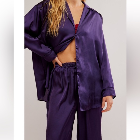 NWT  Free People Dreamy Days Solid PJ Set / Gothic Grape  Size: S - Picture 4 of 4